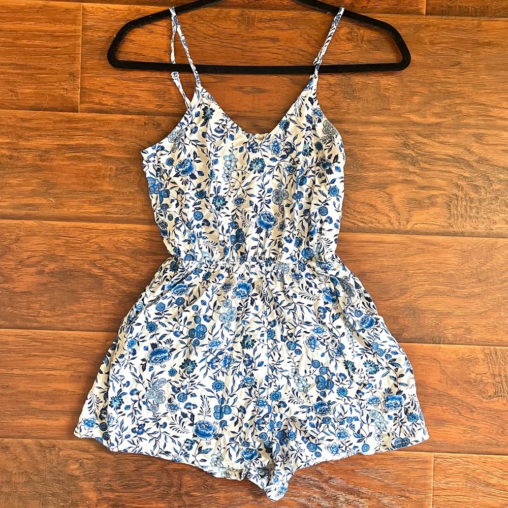 H&M Blue Floral Summertime Romper